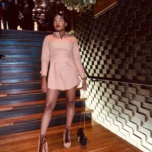 Brown corset shirt dress